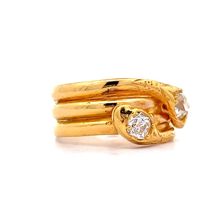 .29 Antique Victorian Diamond Snake Ring in 14k Yellow Gold