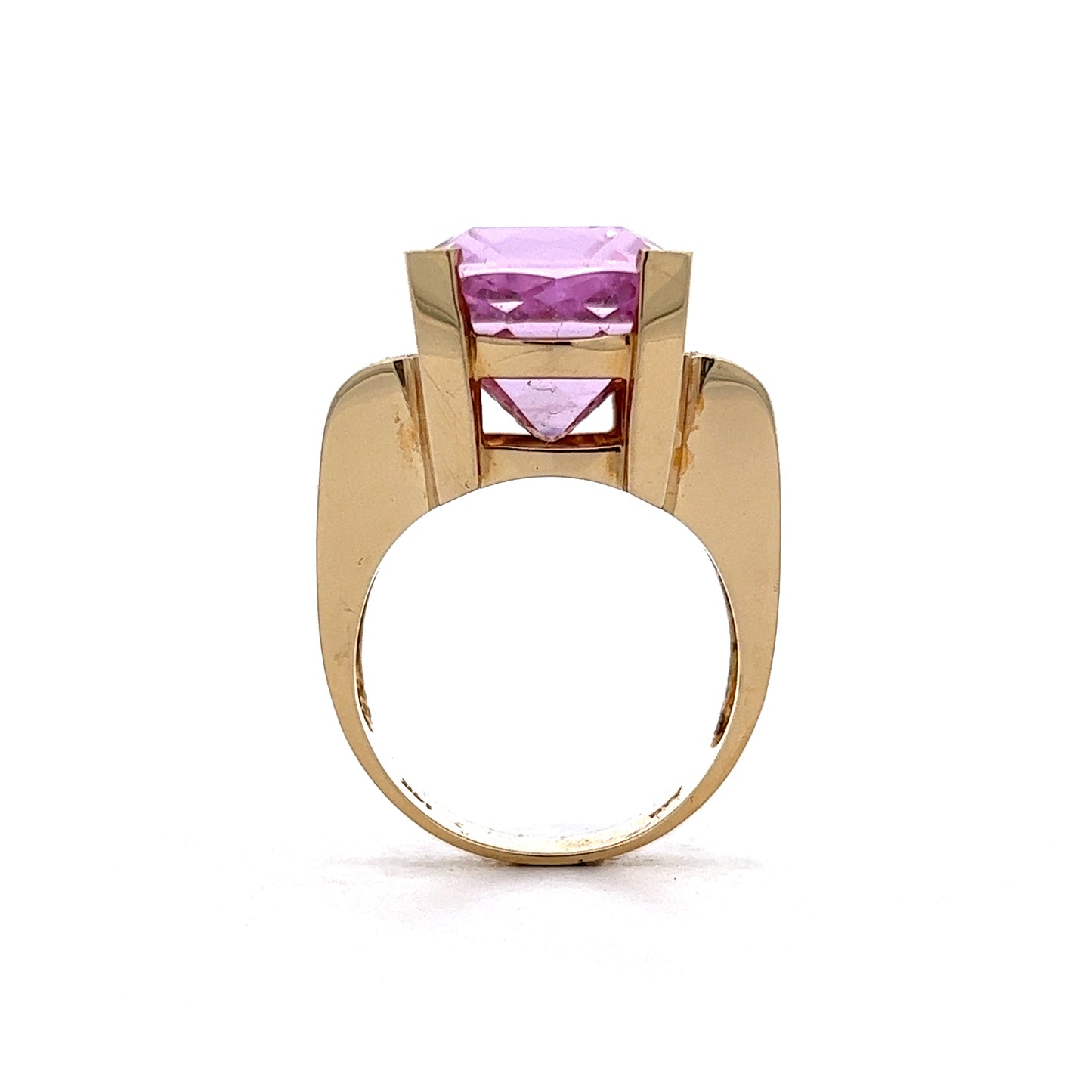 Kunzite & Diamond Cocktail Ring in 14k Yellow Gold