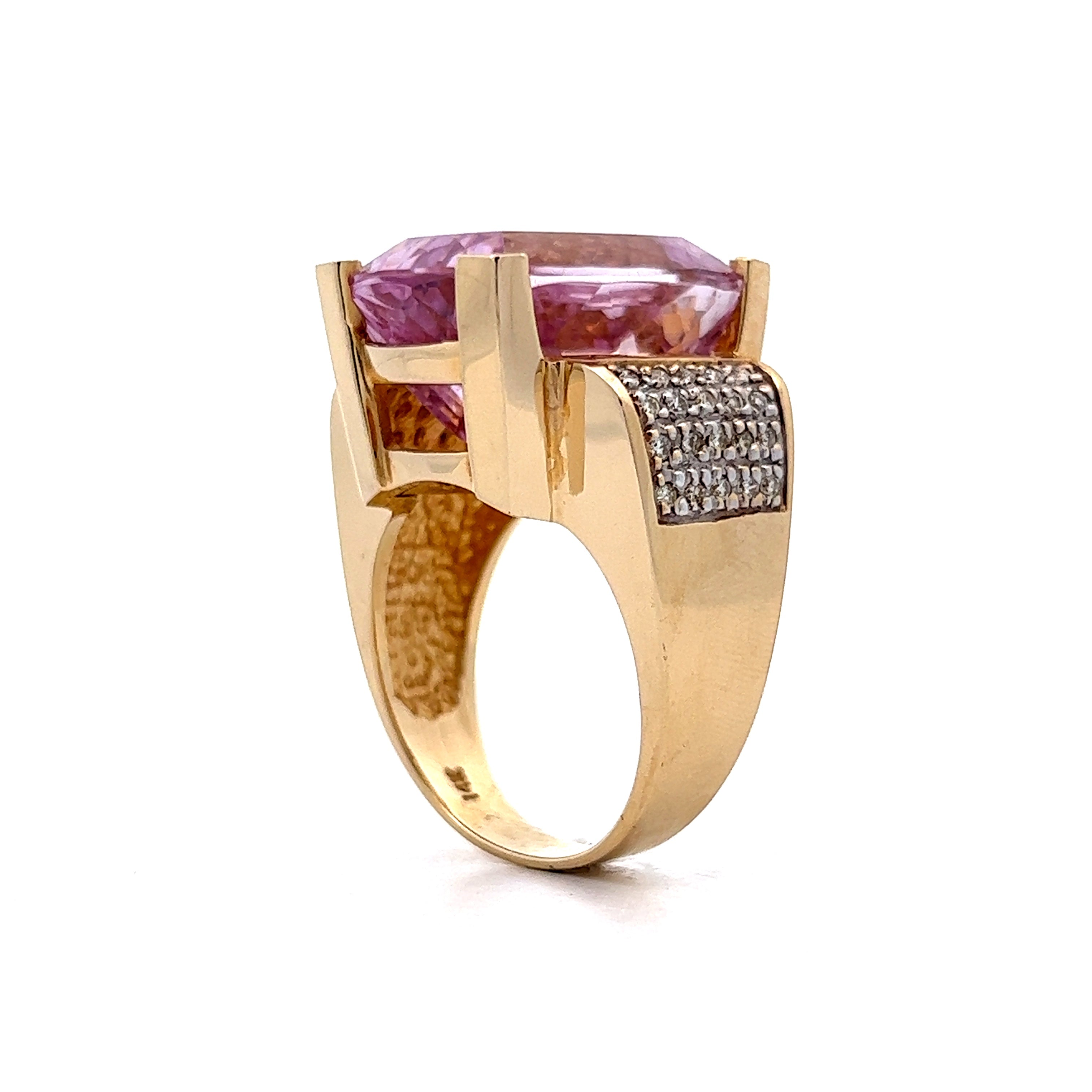 14k yellow gold kunzite ring with buy diamond accents size 7