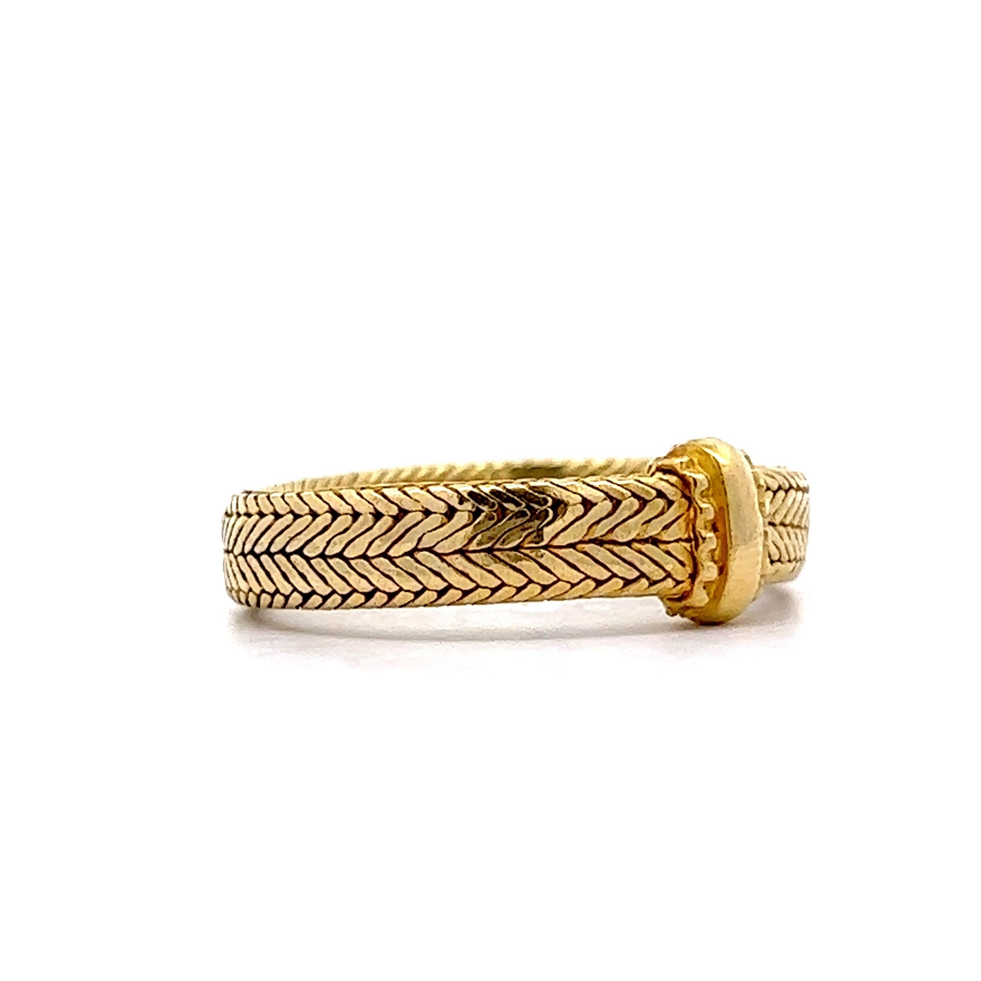 BFRG100 14KT YELLOW GOLD HANDWOVEN CHAIN FRINGE BANGLE WITH SAFETY