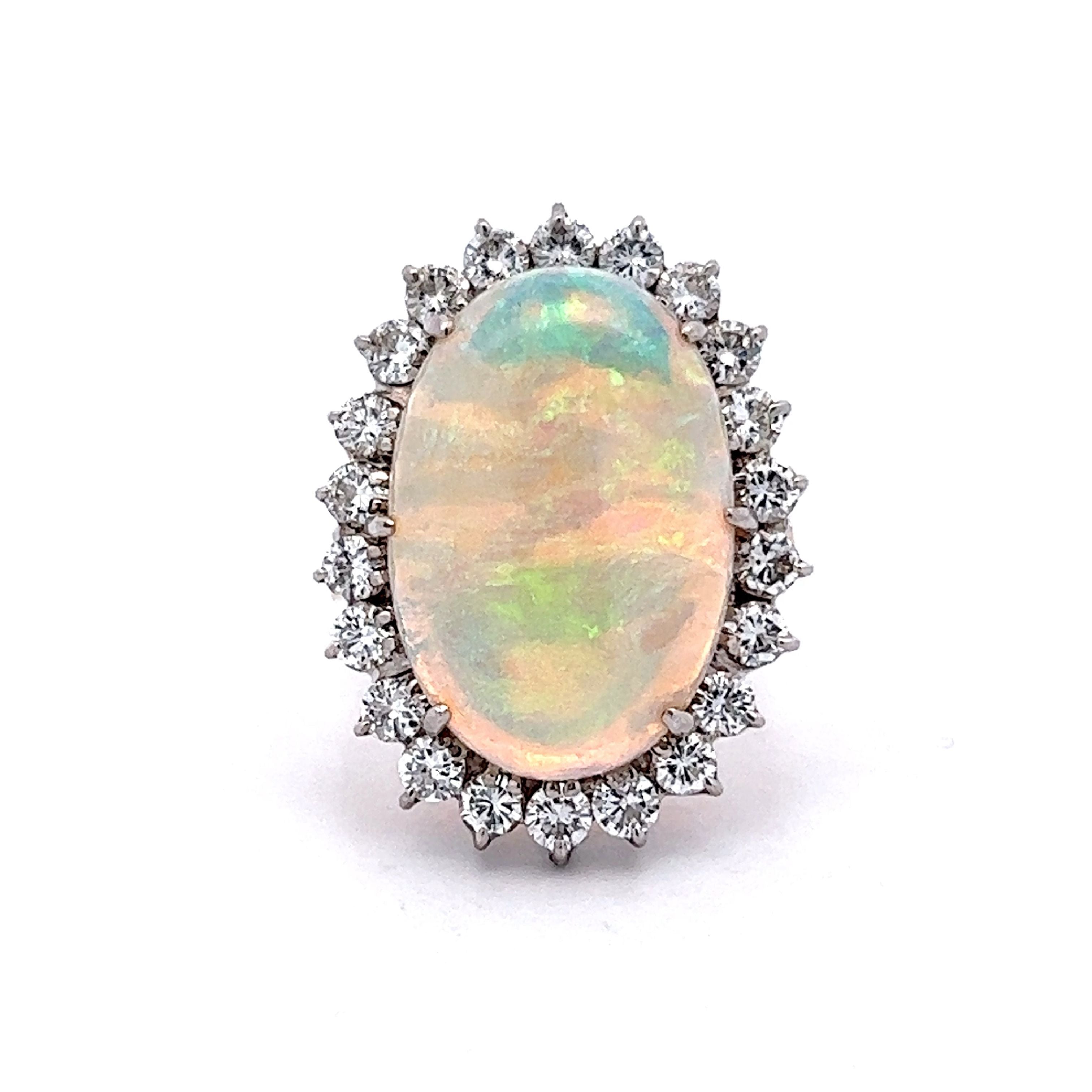 Vintage Opal & Diamond Cocktail Ring in 14k Gold - Filigree Jewelers