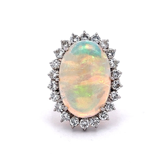 Vintage Opal & Diamond Cocktail Ring in 14k Gold