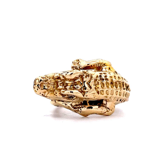 Alligator Cocktail Ring w/ Diamonds in 14k Yellow Gold