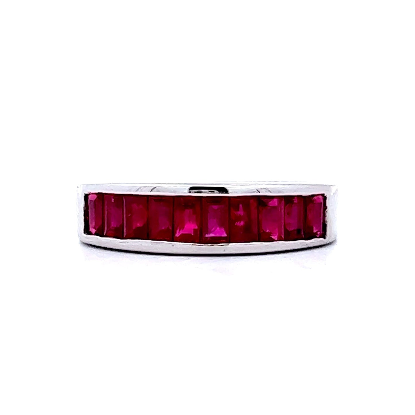 1.11 Ruby Baguette Stacking Ring in 14k White Gold