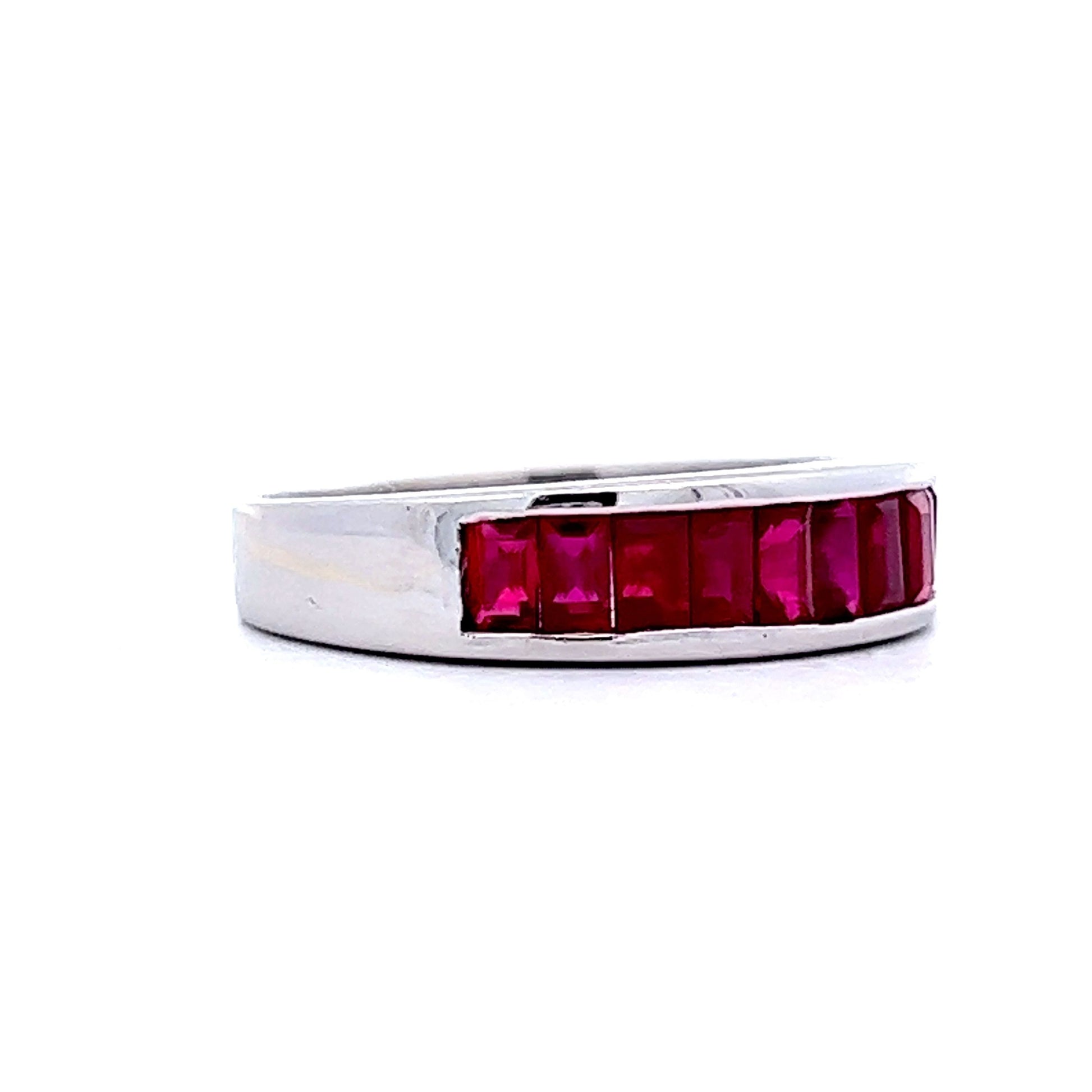 1.11 Ruby Baguette Stacking Ring in 14k White Gold