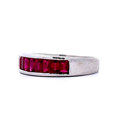 1.11 Ruby Baguette Stacking Ring in 14k White Gold