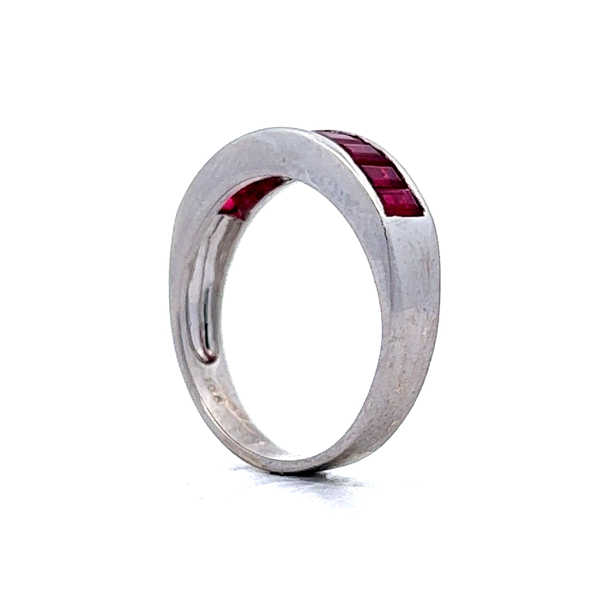 1.11 Ruby Baguette Stacking Ring in 14k White Gold