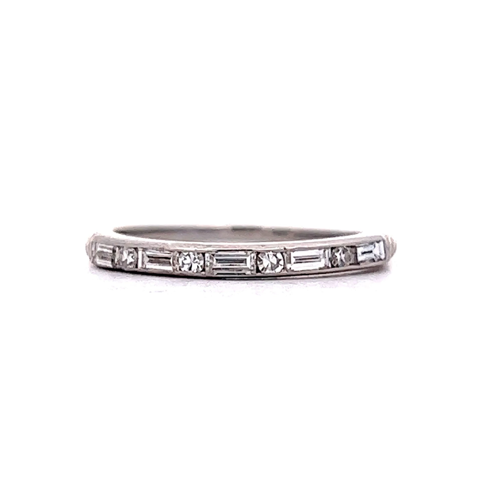 .35 Baguette & Round Diamond Wedding Band in Platinum