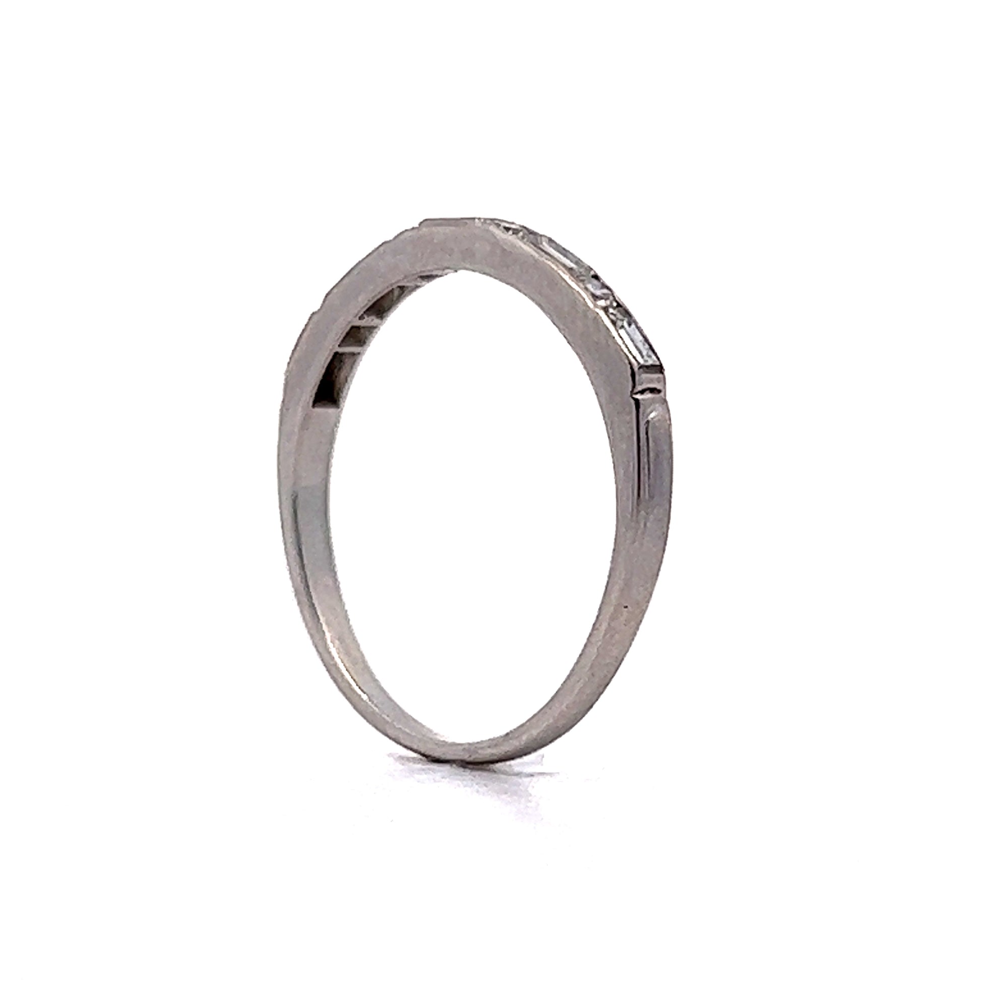 .35 Baguette & Round Diamond Wedding Band in Platinum