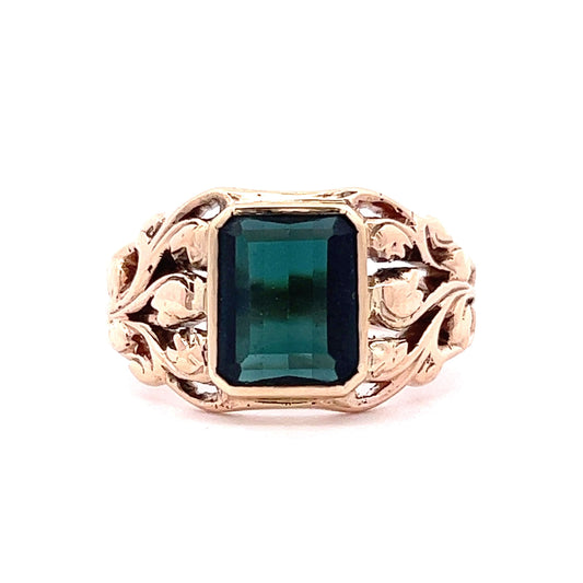 Vintage Art Nouveau Tourmaline Ring in 14k Yellow Gold