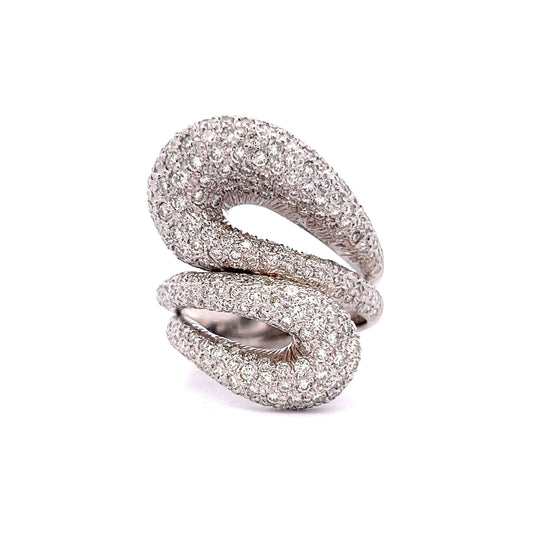 3.50 Pave Diamond Right Hand Ring in 14k White Gold