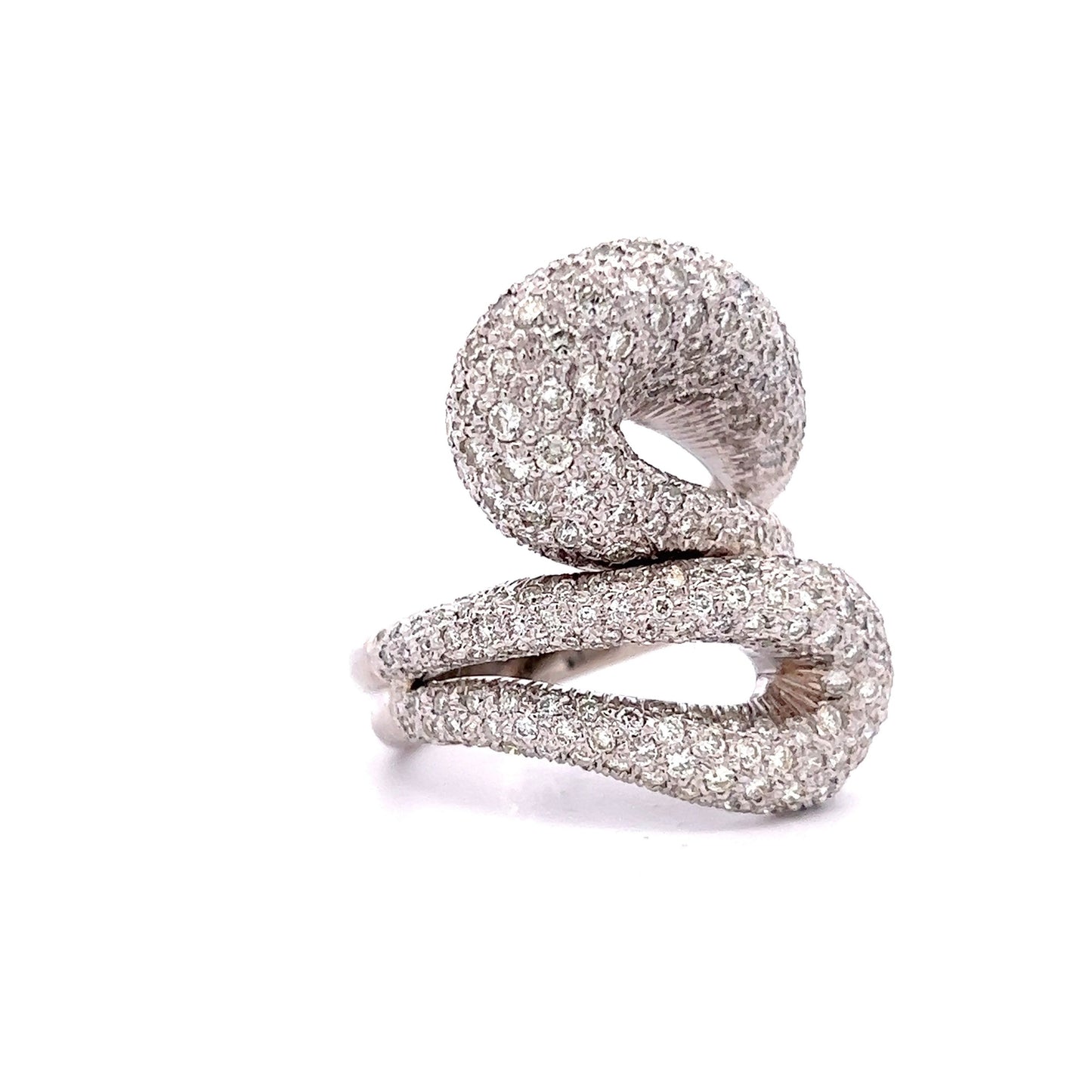 3.50 Pave Diamond Right Hand Ring in 14k White Gold