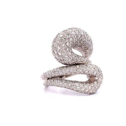 3.50 Pave Diamond Right Hand Ring in 14k White Gold