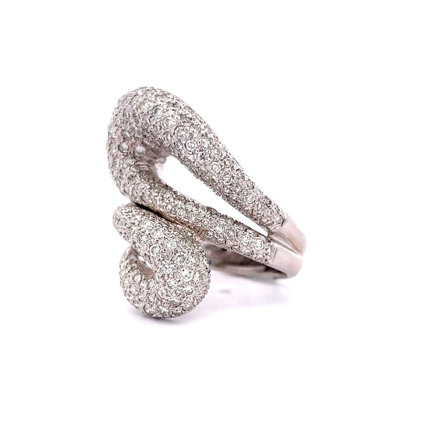 3.50 Pave Diamond Right Hand Ring in 14k White Gold