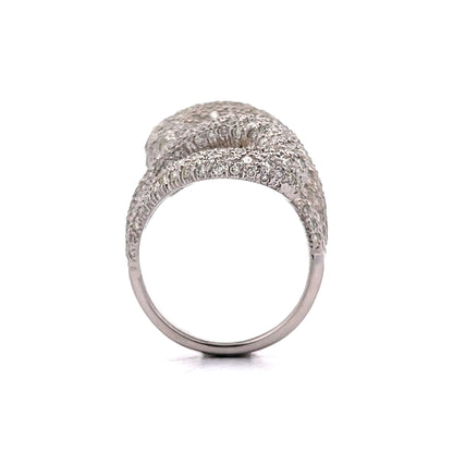 3.50 Pave Diamond Right Hand Ring in 14k White Gold