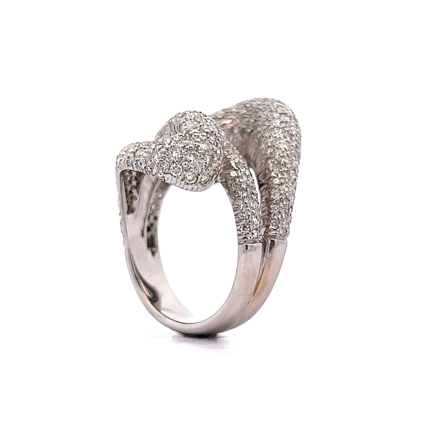 3.50 Pave Diamond Right Hand Ring in 14k White Gold