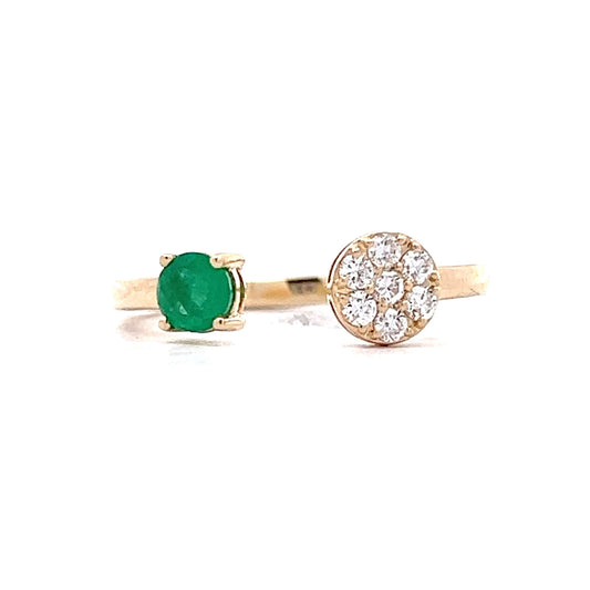 .31 Emerald & Diamond Stacking Ring in 14k Yellow Gold