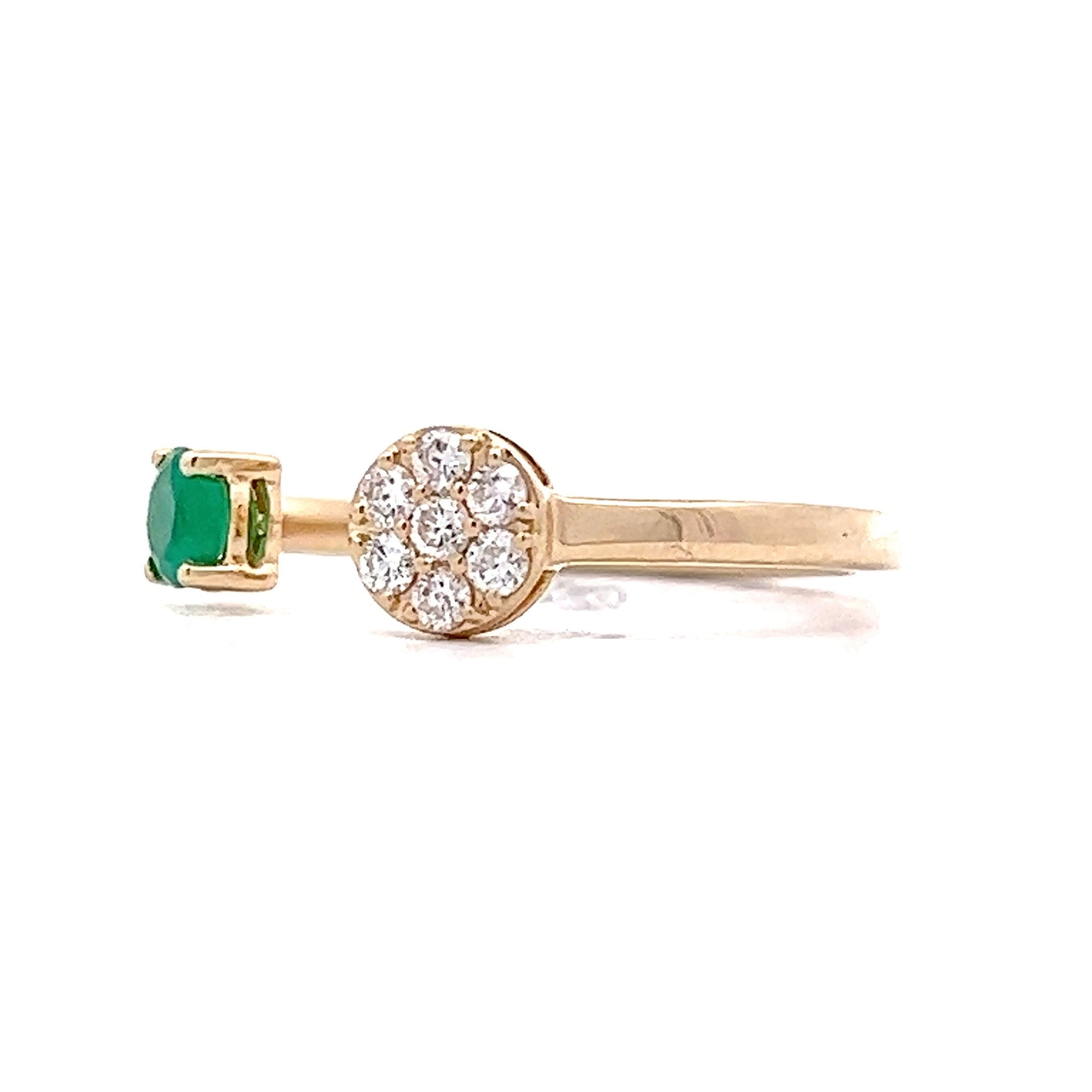 .31 Emerald & Diamond Stacking Ring in 14k Yellow Gold