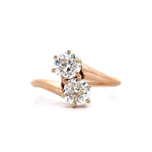Vintage Toi Et Moi Engagement Ring in 14k Rose Gold