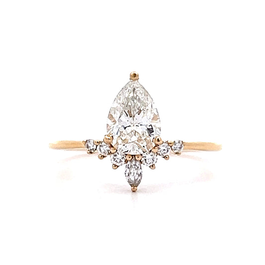 1.05 Pear Cut Diamond Engagement Ring in 14k Yellow Gold