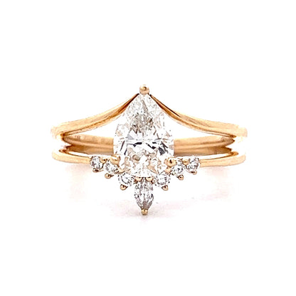 1.05 Pear Cut Diamond Engagement Ring in 14k Yellow Gold