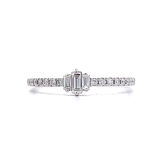 Baguette Cut Diamond Stacking Ring in 14k White Gold