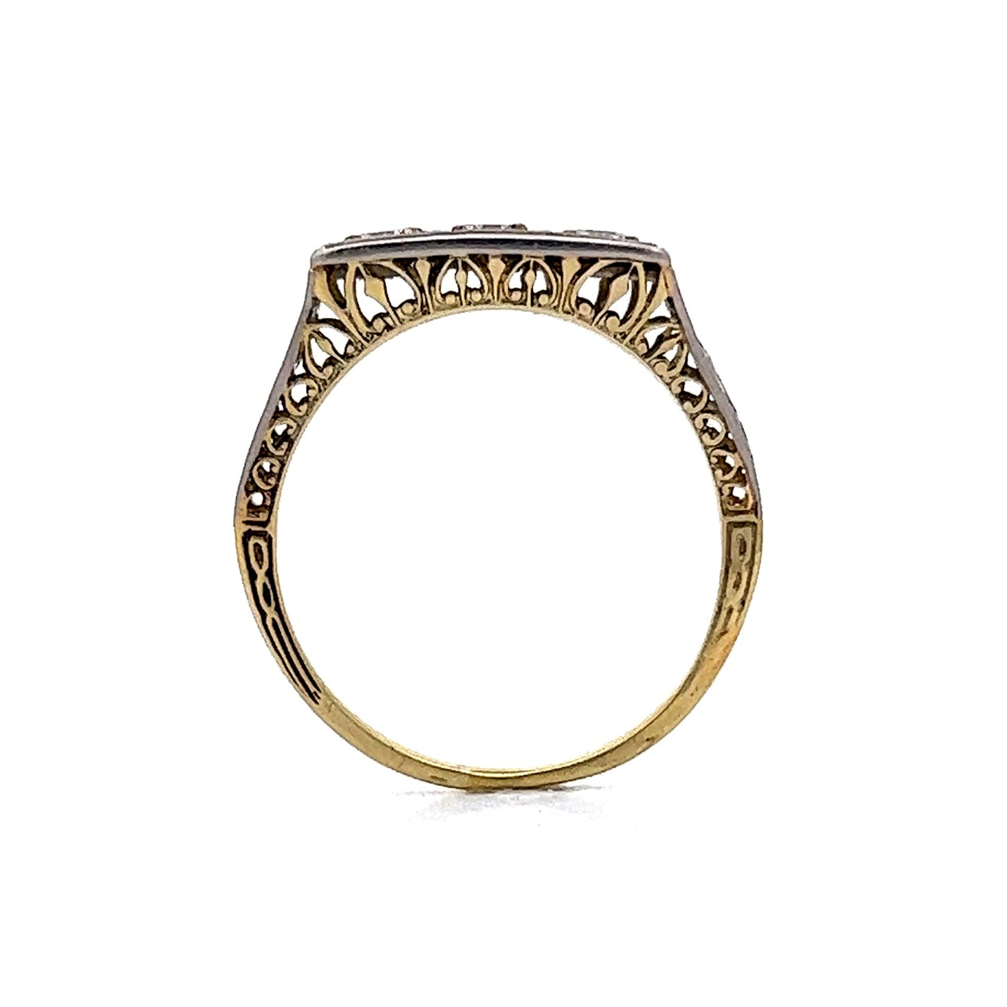 Vintage Retro Three Stone Engagement Ring in 14k