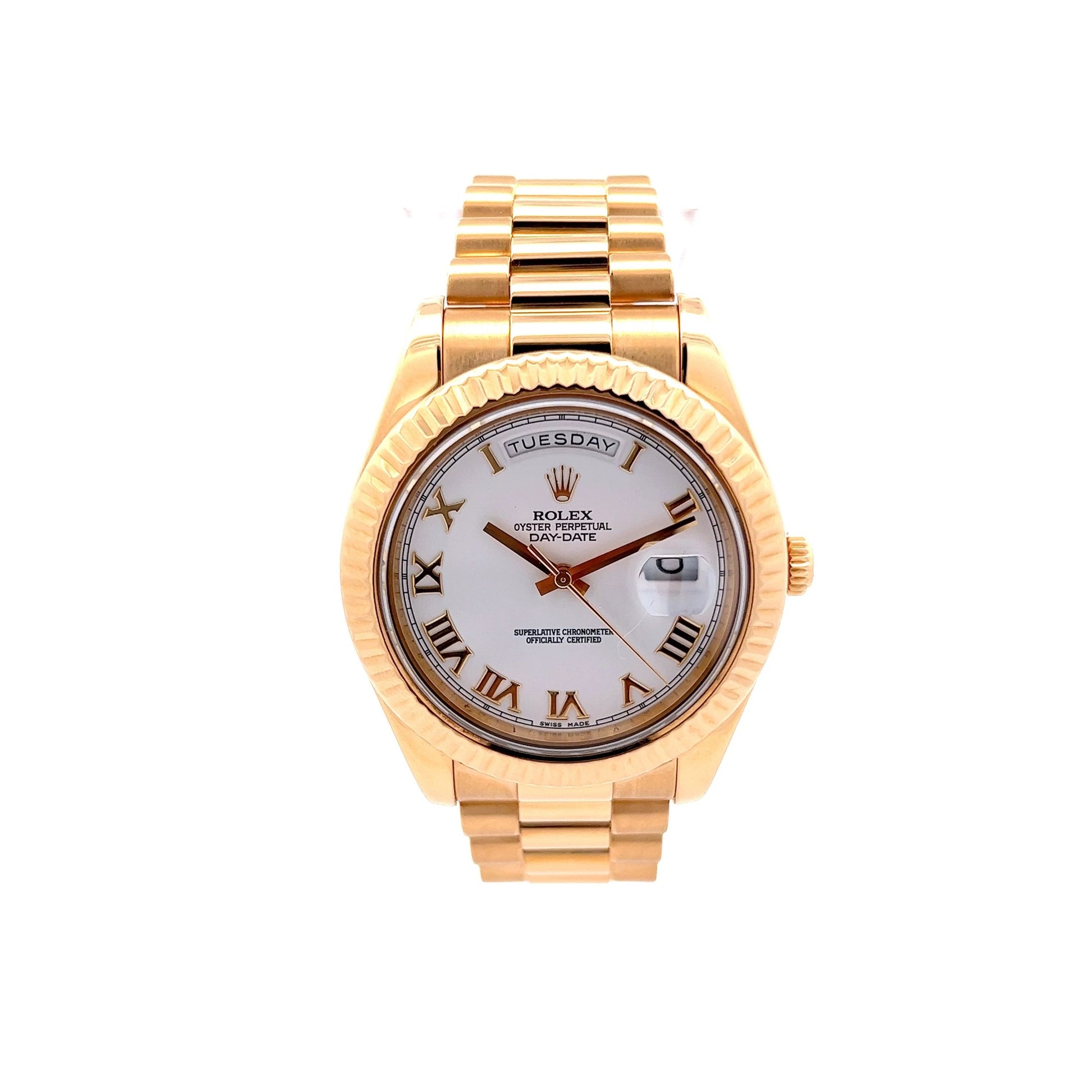 Rolex Day-Date II President 18K Yellow White Roman Numerals 218238