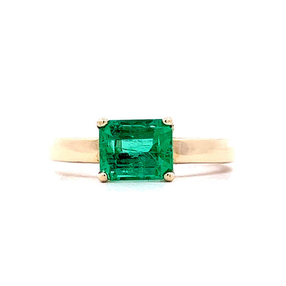 East/West Emerald Solitaire Ring in 14k Yellow Gold