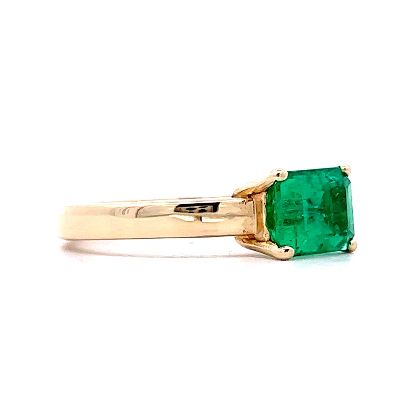 East/West Emerald Solitaire Ring in 14k Yellow Gold