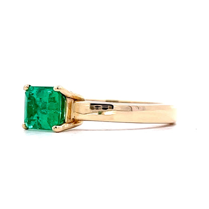 East/West Emerald Solitaire Ring in 14k Yellow Gold