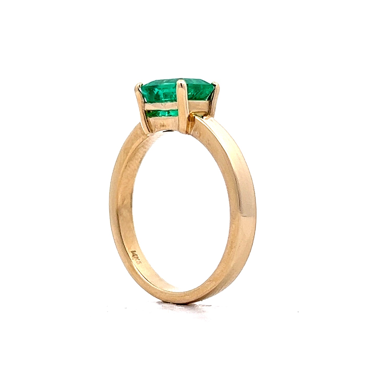 East/West Emerald Solitaire Ring in 14k Yellow Gold