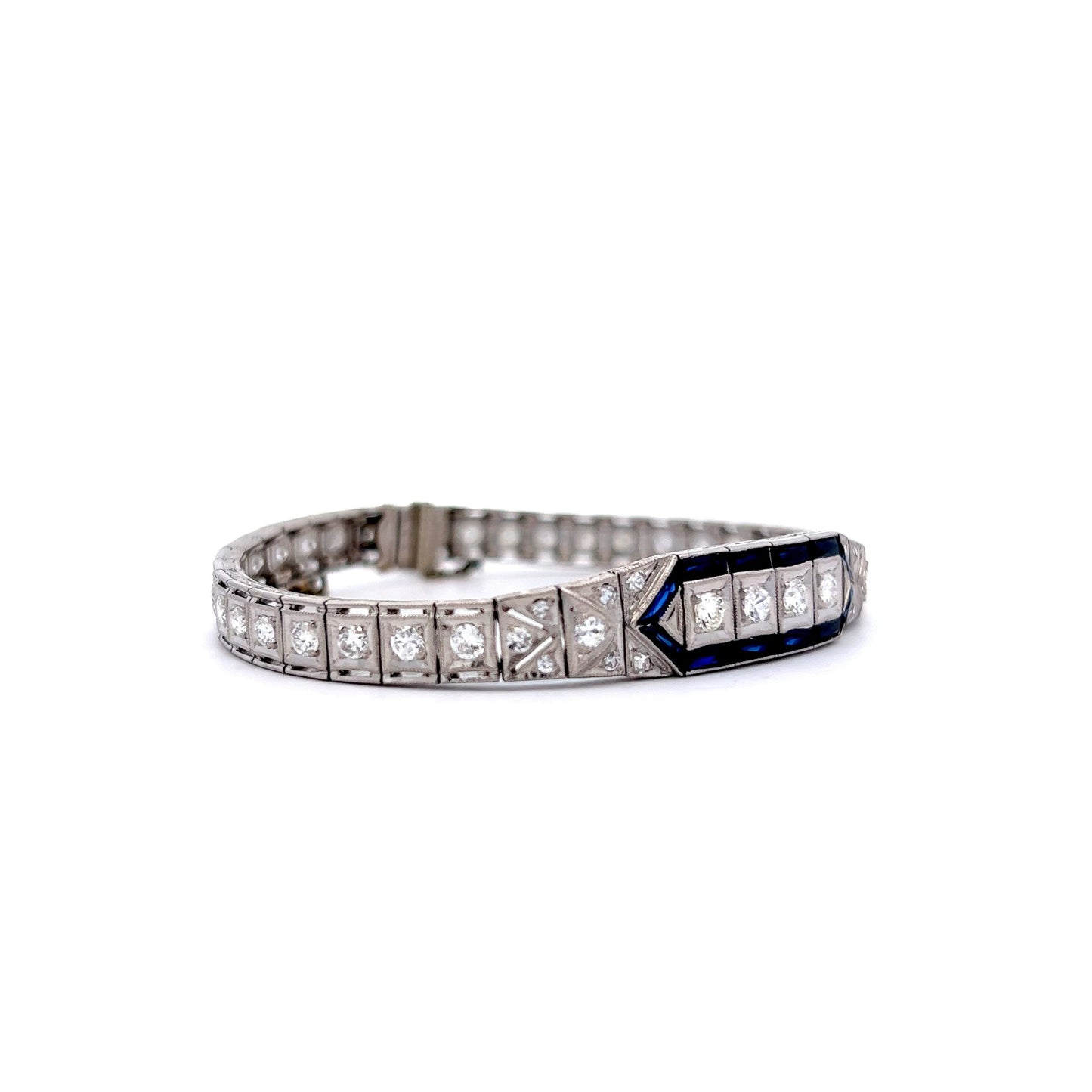 Antique Art Deco Sapphire Bracelet in 14k White Gold