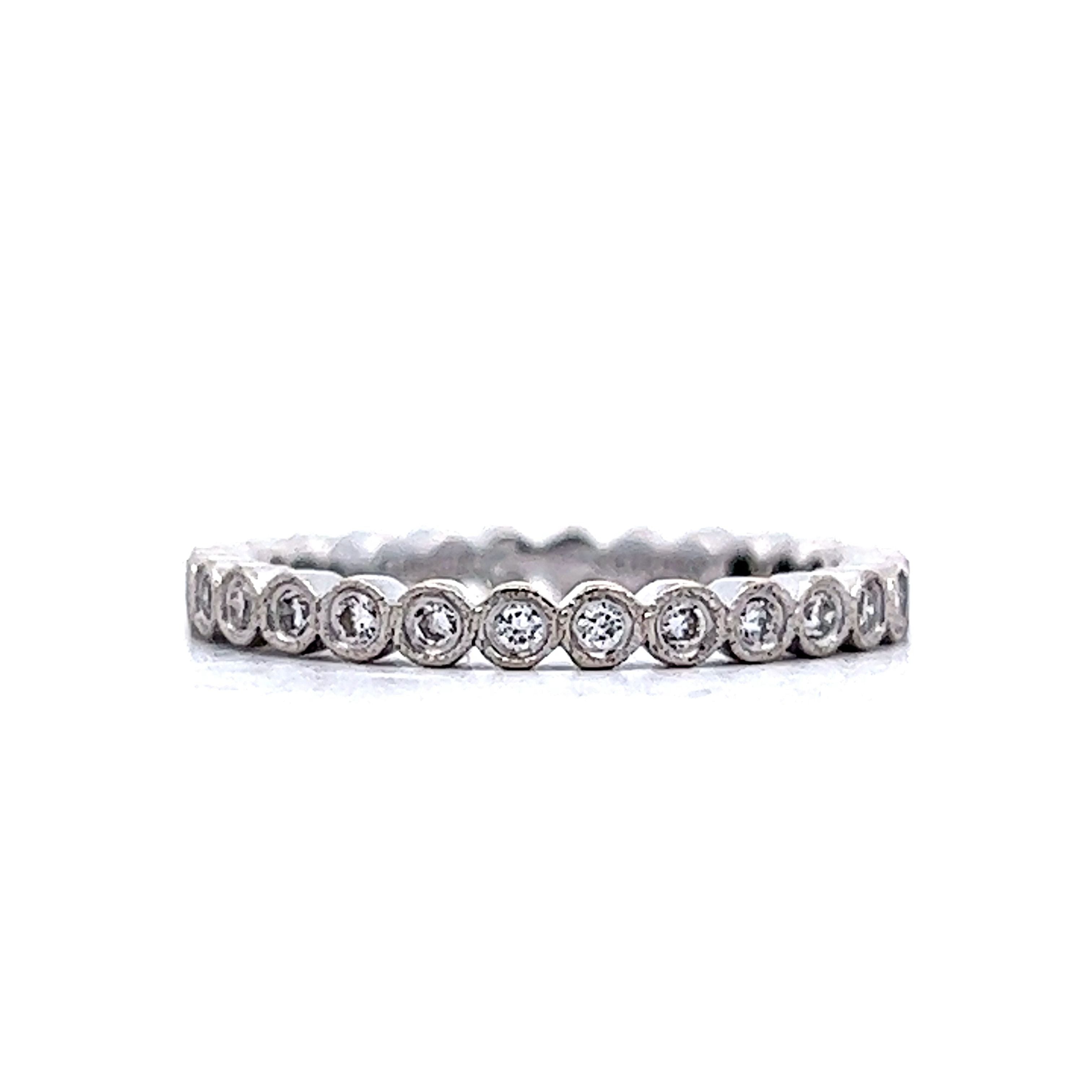 .29 Bezel Set Eternity Wedding Band in 14k White Gold - Filigree Jewelers