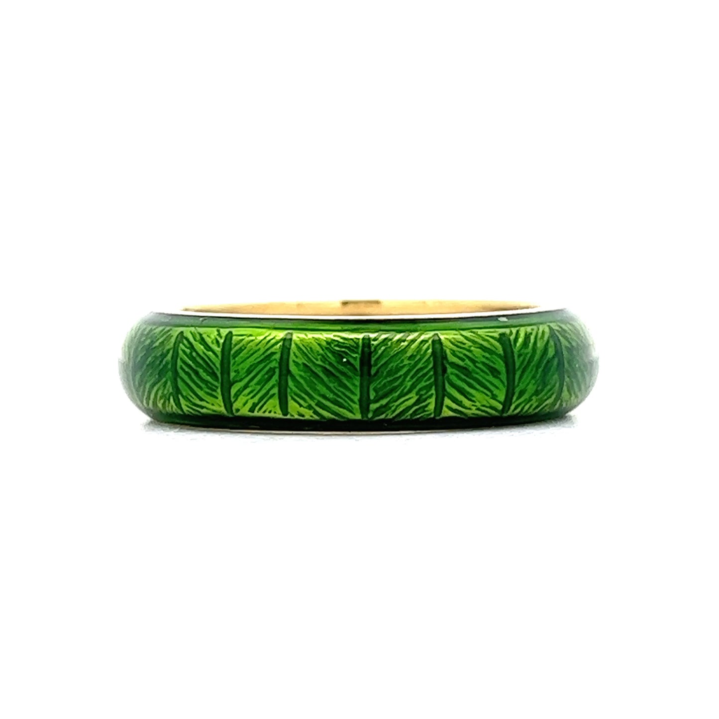 Green Enamel Stacking Band in 18k Yellow Gold