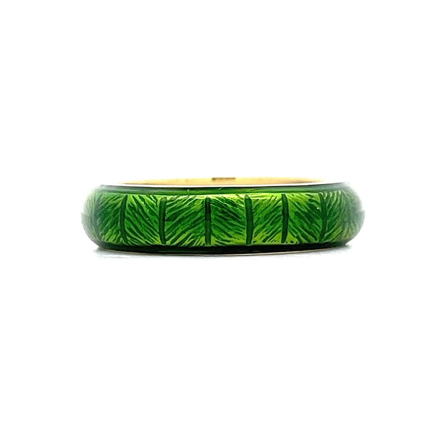 Green Enamel Stacking Band in 18k Yellow Gold