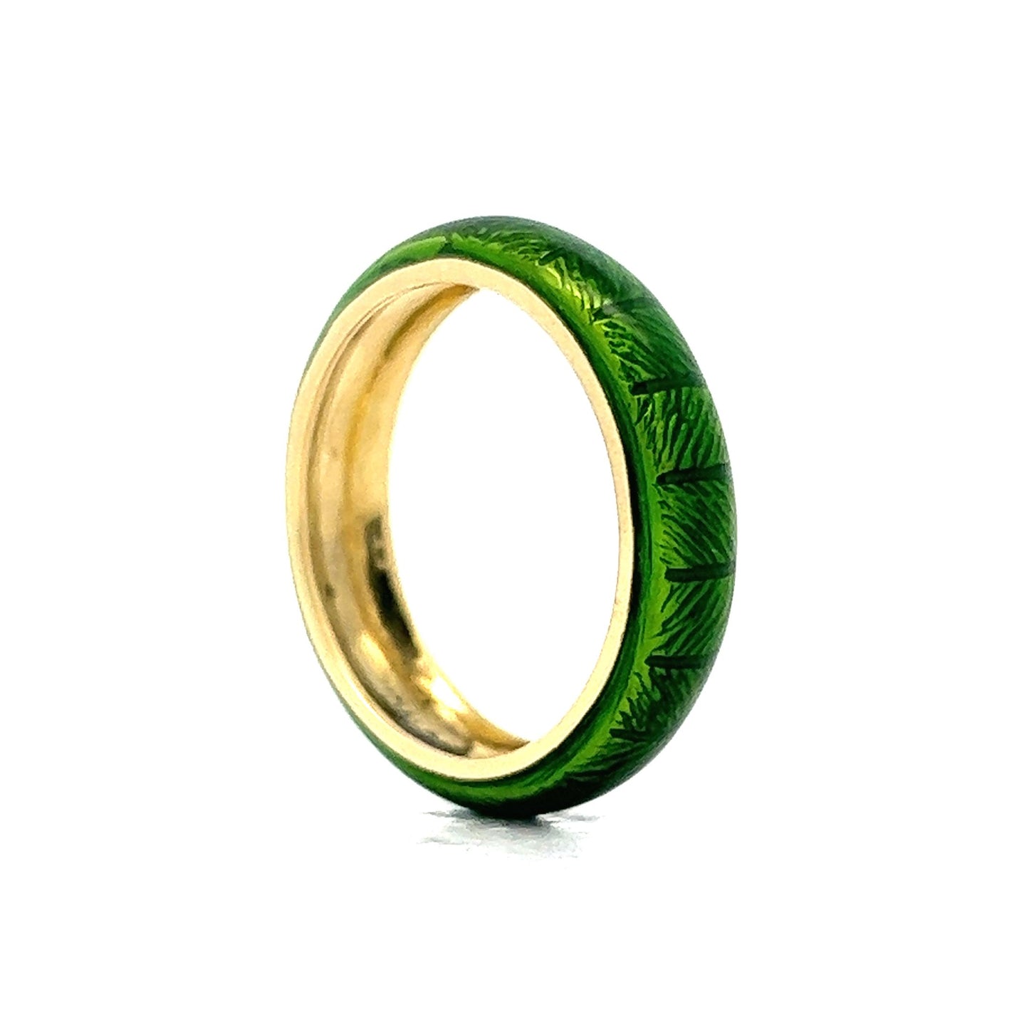 Green Enamel Stacking Band in 18k Yellow Gold