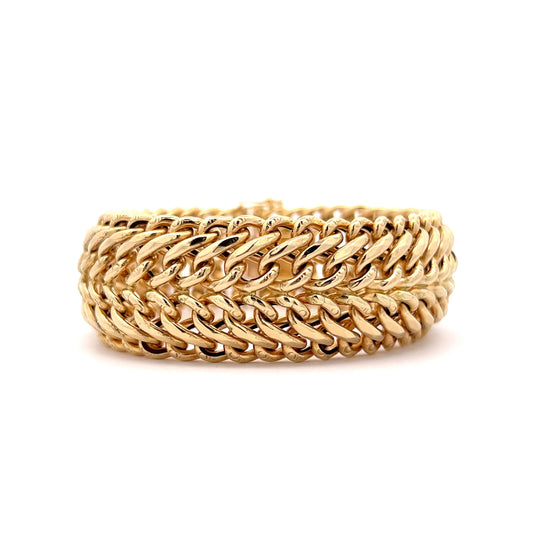 Braided Curb Link Bracelet in 18k Yellow Gold