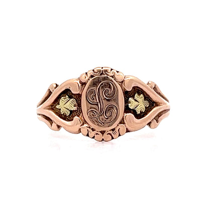 Antique Victorian Signet Ring in 10k Rose & Yellow Gold