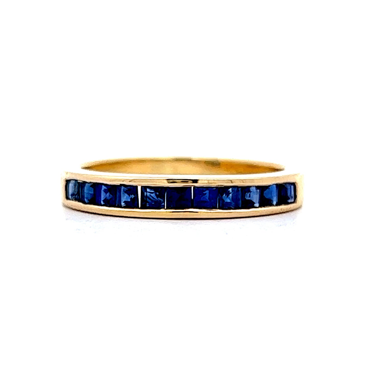 .76 Square Cut Sapphire Wedding Band in 18k Yellow Gold
