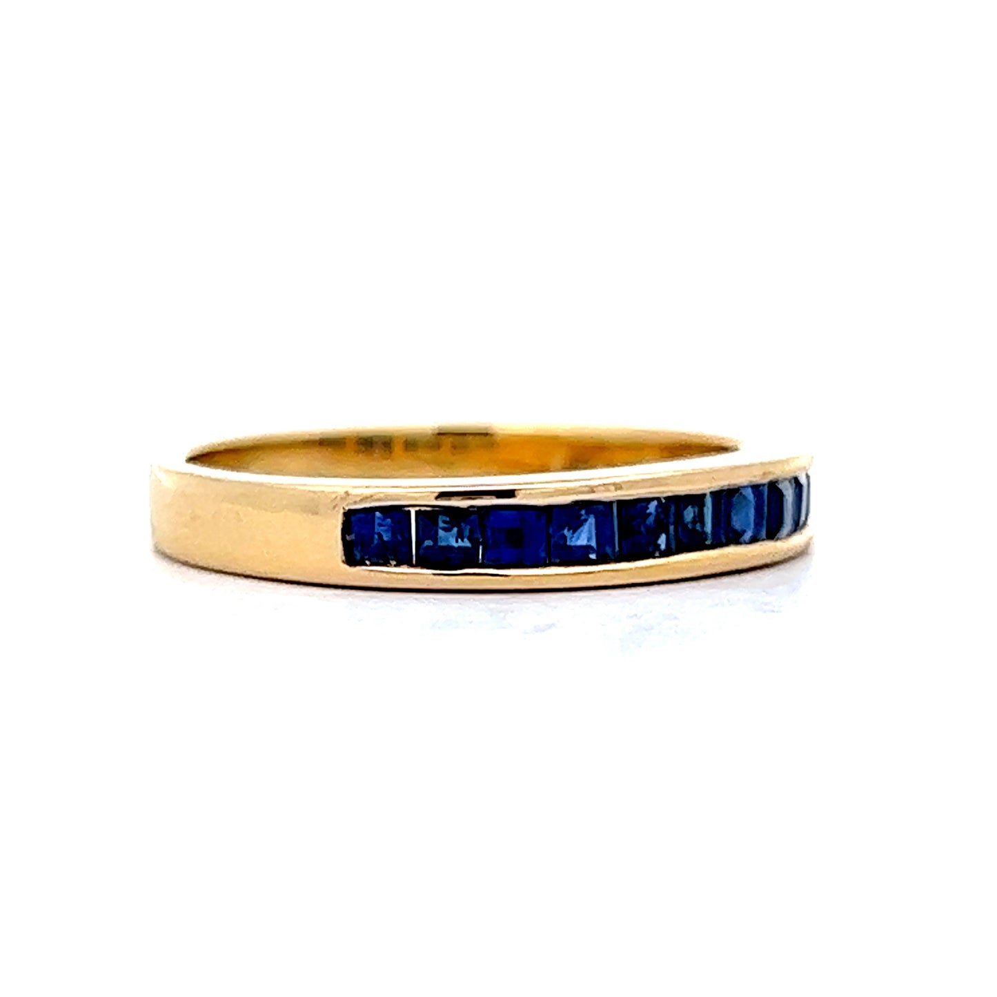 .76 Square Cut Sapphire Wedding Band in 18k Yellow Gold