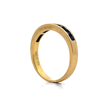 .76 Square Cut Sapphire Wedding Band in 18k Yellow Gold