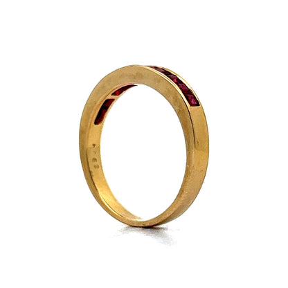 .62 Square Cut Ruby Wedding Band in 18k Yellow Gold