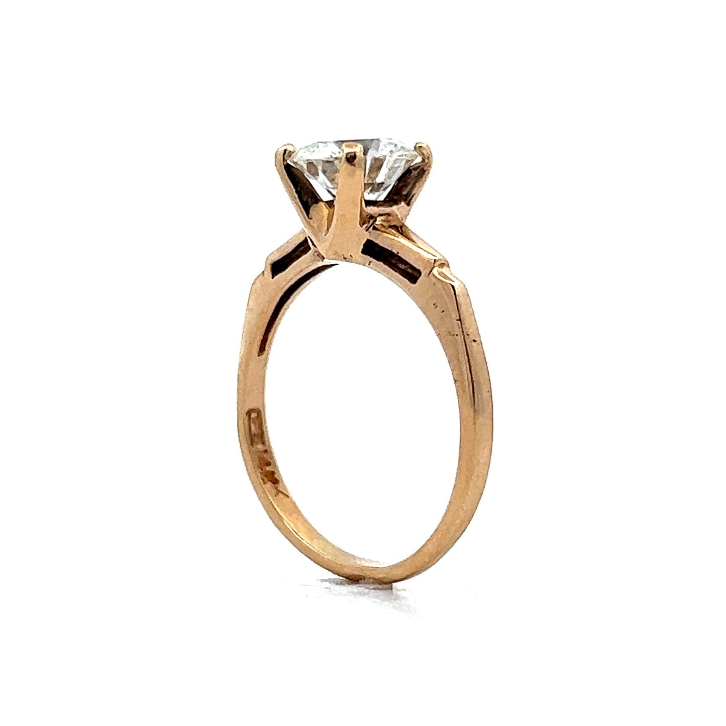 1.33 Round Solitaire Diamond Engagement Ring in 14k Yellow Gold
