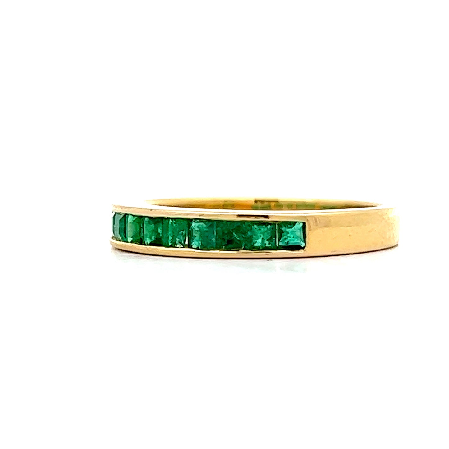 .53 Square Cut Emerald Wedding Band in 14k Yellow Gold