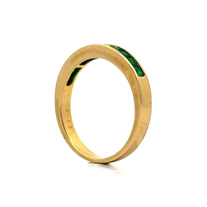 .53 Square Cut Emerald Wedding Band in 14k Yellow Gold