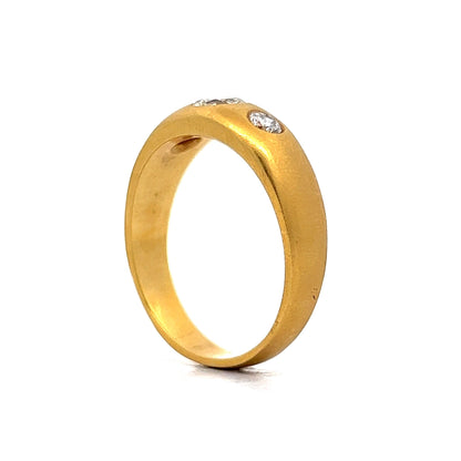 Men's Three Stone Diamond Ring in 18k Yellow Gold