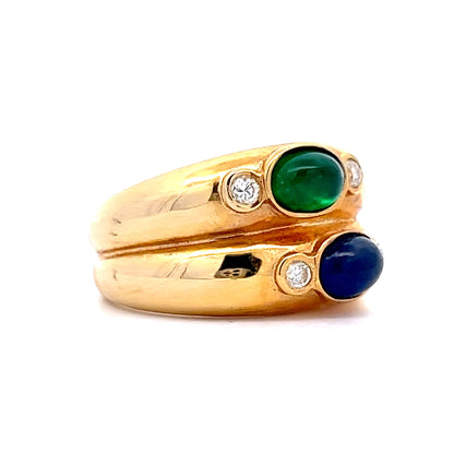 Sapphire & Emerald Ring in 18k Yellow Gold