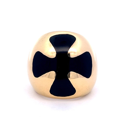 Black Onyx Cocktail Ring in 18k Yellow Gold