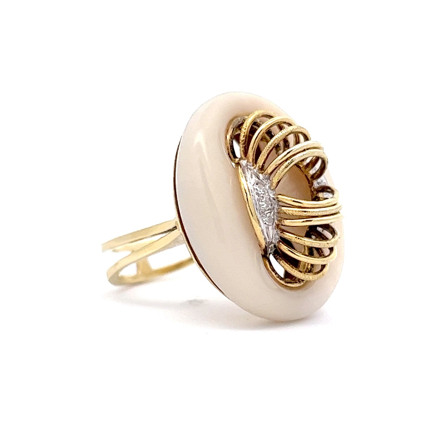 Vintage Mid-Century Diamond Cocktail Ring in 14k Yellow Gold